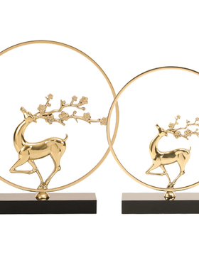 新中式铜梅花鹿摆件轻奢高档酒柜客厅玄关装饰品奢华乔迁新居礼品