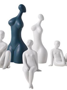 北欧简约陶瓷艺术人物雕塑摆件办公室书房家居客厅酒柜创意装饰品