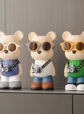 暴力熊存钱罐卡通创意现代客厅网红装饰品简约家居电视柜陶瓷摆件