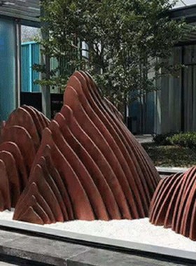 定制户外不锈钢假山雕塑金属切片山形酒店广场装饰品水景公园摆件