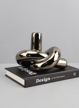 现代简约创意扭曲树结摆件结绳玄关餐厅卧室办公室桌面样板间饰品