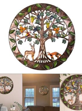 艺术乐园树铁艺壁饰麋鹿猫头狐狸鹰鸟鹦鹉壁挂墙面装饰墙挂
