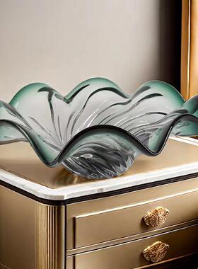 现代轻奢样板房间客厅茶几玻璃艺术果盘摆件吧台餐桌收纳托盘摆件