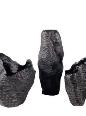 现代家居软装饰品样板房间售楼处展厅莫兰迪鳞片树脂花瓶插花器