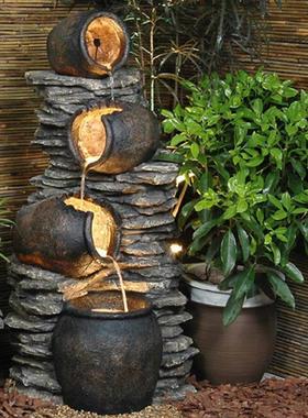 室户外花园庭院室外阳台流水假山喷泉落地会所风水轮水景装饰摆件