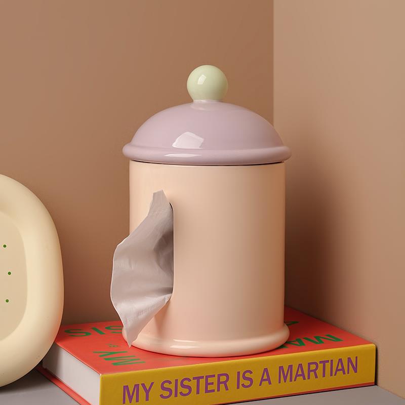 贝汉美纸巾盒客厅高档陶瓷抽纸盒茶几摆件家用创意多巴胺软装饰品 - 图1