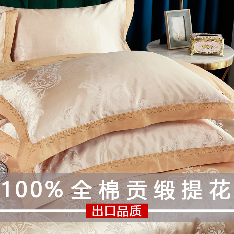 欧式轻奢2023新款品牌枕头套枕C芯套纯棉全棉单双人床上用品一对 - 图0