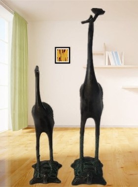 青铜器仙鹤灵芝鹤 铜r鹤龟鹤延年 仿古仙鹤摆件 家居装饰品