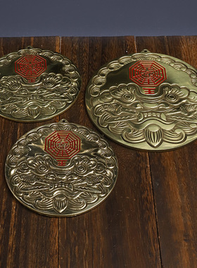 老铜匠铜八卦镜虎头牌虎咬剑海神门福铜镜挂件狮咬剑卧室家居摆件