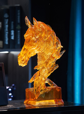 轻奢美式马头艺术l摆件创意雕塑酒柜客厅电视柜玄关公室个性装饰