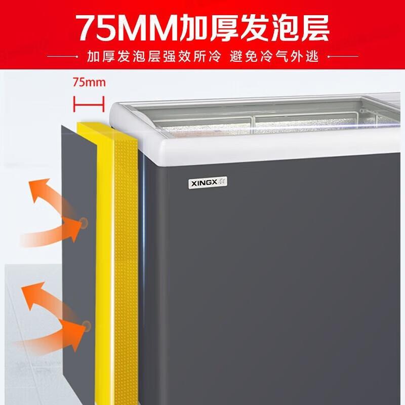 冰柜商用大容量卧式冷柜雪糕柜肉类便利店冷冻节能玻璃展示柜 - 图1