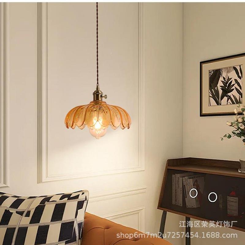 璃头餐床厅22939北欧民单宿头过道玄关吧台餐厅灯玻荷叶吊灯 - 图0