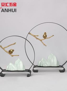 新中式古风禅意假山陶瓷摆件高级感家居客厅办公室礼品装饰工艺品