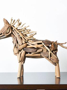 居慢生活手工实木马摆件客厅电视柜酒柜工艺品家居装饰品创意礼品