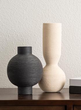 中古高级感花瓶肌理陶瓷摆饰侘寂风样板房客厅民宿玄关插花装饰品