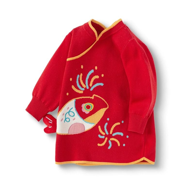 巴拉巴拉婴儿连衣裙女童新中式旗袍宝宝裙子2025儿童新款拜年服红,淘宝优惠券,粉丝福利购,淘宝优惠卷