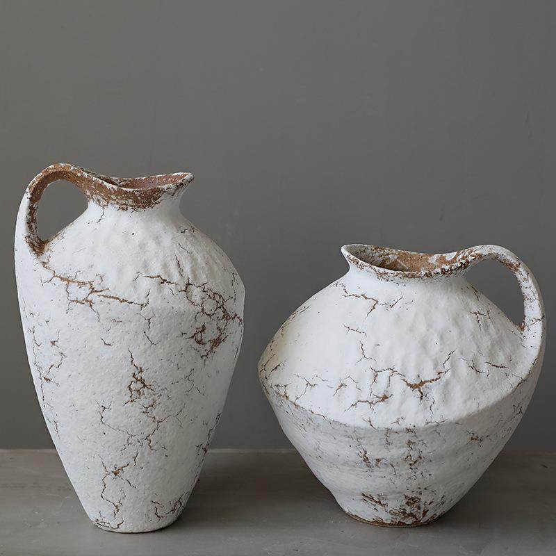 白霜景德镇件陶瓷花瓶复古怀酒店宿民诧寂旧风插花禅GCN意摆粗陶,淘宝优惠券,粉丝福利购,淘宝优惠卷