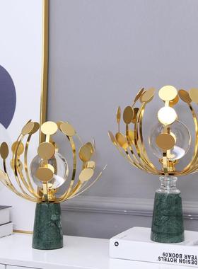 轻奢绿色大理石水球摆件现代客厅玄关电设视摆家晶居工B036艺柜装