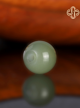 建廷天然和田玉湖水绿隔珠 12x11mm 大孔珠 精修孔道 配珠散珠