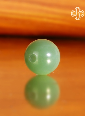 俄料碧玉猫眼散珠隔珠 直径9.4mm 圆珠哑光羊脂玉和田玉配珠39号
