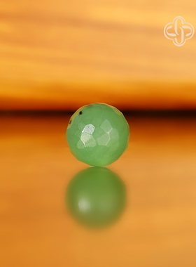 建廷俄料碧玉苹果绿无相珠 12mm P22 乌兰海和田玉配珠 精工单珠