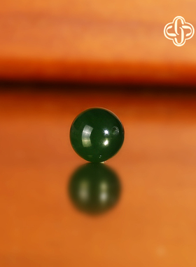 建廷天然俄料碧玉单珠9.5mm 老坑菠菜绿高货收藏和田玉散珠圆珠
