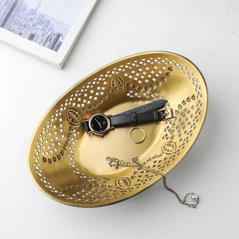 欧式创意浮雕镂空黄铜水果盘复古宫廷风I高脚收纳托盘家居装饰摆,淘宝优惠券,粉丝福利购,淘宝优惠卷