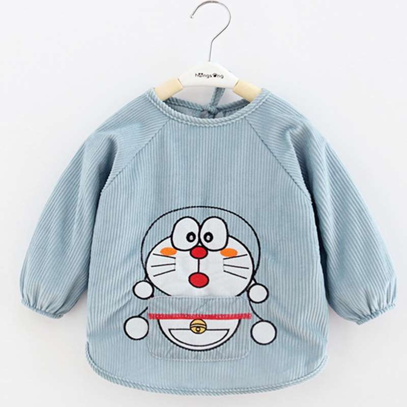 Baby smock, children's apron, reverse dressing, baby eating bib, autumn and winter long-sleeved waterproof and anti-dirty baby boy protective clothing