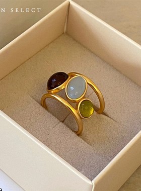 Joidart西班牙巴特罗之家高迪彩色宝石复古小众设计轻奢戒指女