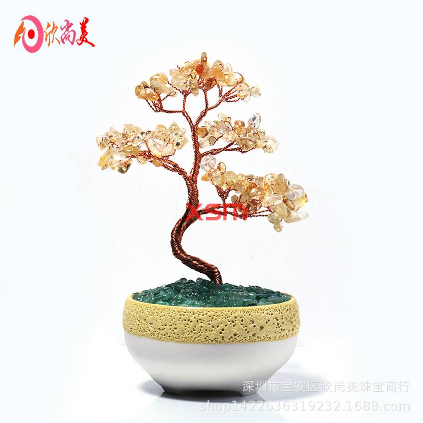 Hand-woven citrine gravel fortune tee lucky tee ornaments ho - 图1