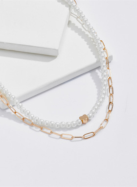 Fashion Folding Love Pendant Necklace clip Necklace copper P