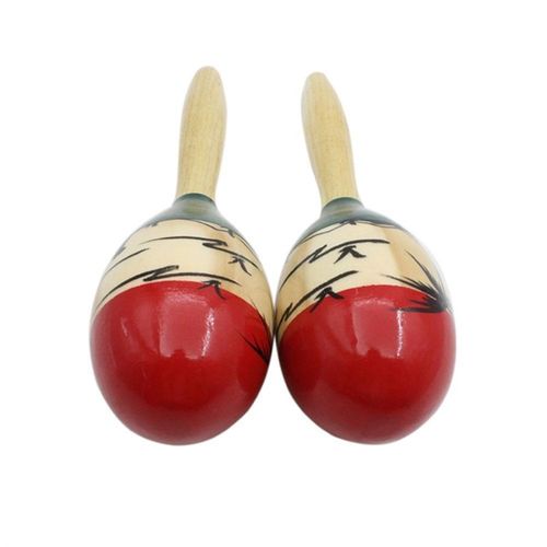 1 Pair Wooden Maracas Rumba Shakers Rattles Maraca Sand Hamm - 图0