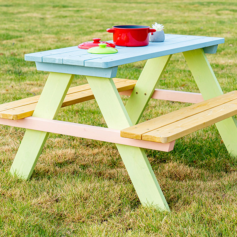 Solid wood outdoor table and chair combination courtyard children's picnic table kindergarten game table kit flower box combination