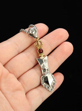 藏式民族风挂件纯铜藏传文殊菩萨智慧剑法器吊坠情侣随身携带项链