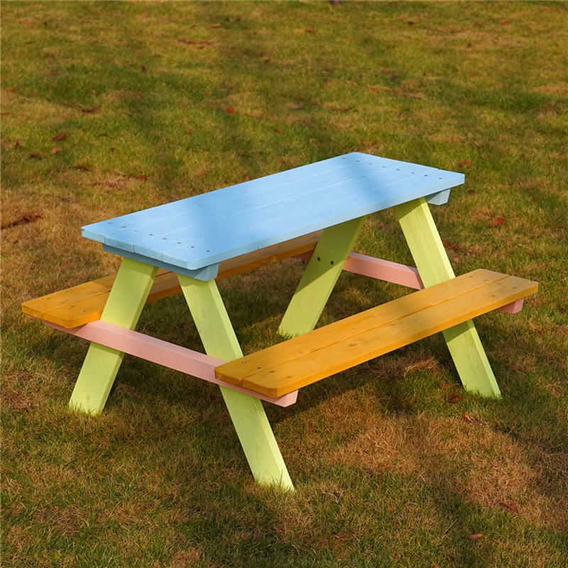 Solid wood outdoor table and chair combination courtyard children's picnic table kindergarten game table kit flower box combination