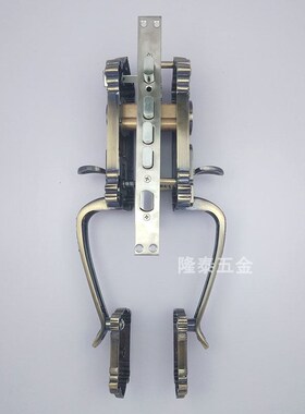 老式加厚铝合金门锁按压式大把手门锁平开门家用通用型对开大门锁