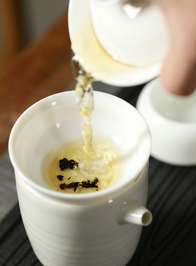 羊脂玉茶漏茶滤套装茶叶过滤网滤茶器陶瓷一体超细滤孔功夫茶配件