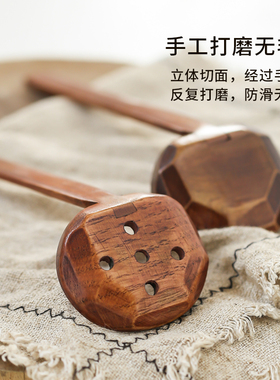 日式木质拉面勺子家用木勺耐高温长柄吃面漏勺火锅勺汤勺商用捞勺