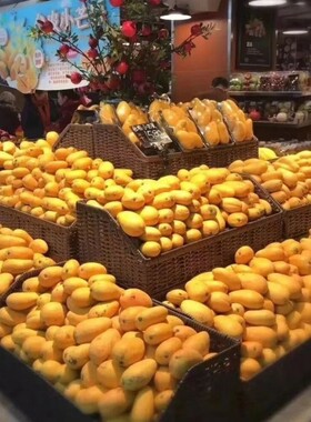 超市梯形水果陈列筐 塑料梯形堆头篮三层蔬菜货架干货篮筐展示架