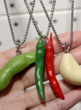 新款仿真ins蔬菜趣味小礼物个性男女吊坠饰品项链挂件配饰