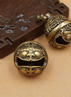 黄铜饕餮铃铛汽车钥匙扣挂件复古男女个性饰品会响手工创意礼物
