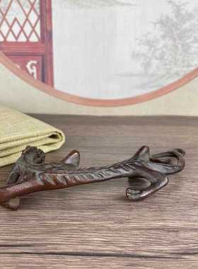 新款直销古玩铜器仿古龙璃龙摆件家用镇纸书房貔貅笔架摆件创意办