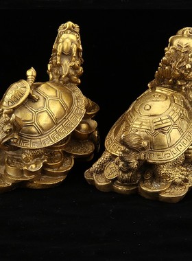 铜龙龟摆件黄铜龟龙头龟办公室家Q居装饰工艺礼品