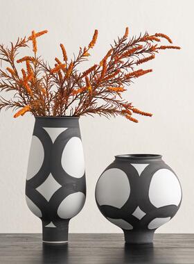 CJF-2405贝子侘寂风陶花瓶插瓷术花中古艺品摆件侘寂风民宿艺软装