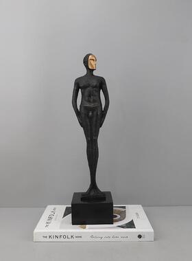 现代简约金属艺术人物雕塑摆件客厅玄关酒店电视柜软装家居装饰品