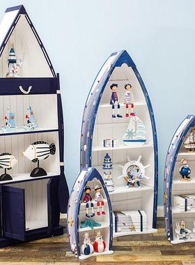 9ZRT地中海船柜客厅装饰品摆件海洋风船型收纳柜家居装饰木质摆