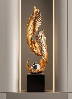 创意羽毛落地摆件大型客厅玄关壁龛高级感K家居装饰乔迁礼物送朋