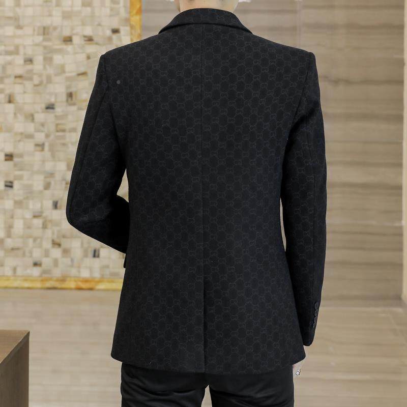 秋冬季小西装男士韩版修身印花单西男装休闲加棉加厚保暖西服外套,淘宝优惠券,粉丝福利购,淘宝优惠卷