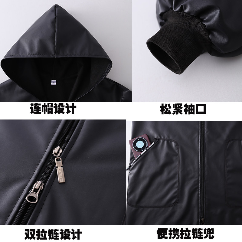 皮革加绒防水防油围裙厨房家用保暖外穿衣新款秋冬男女免洗工作服