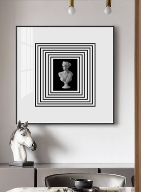 好货小众抽象雕塑装饰画单幅现代简约黑白挂画线条人物壁画桌面摆